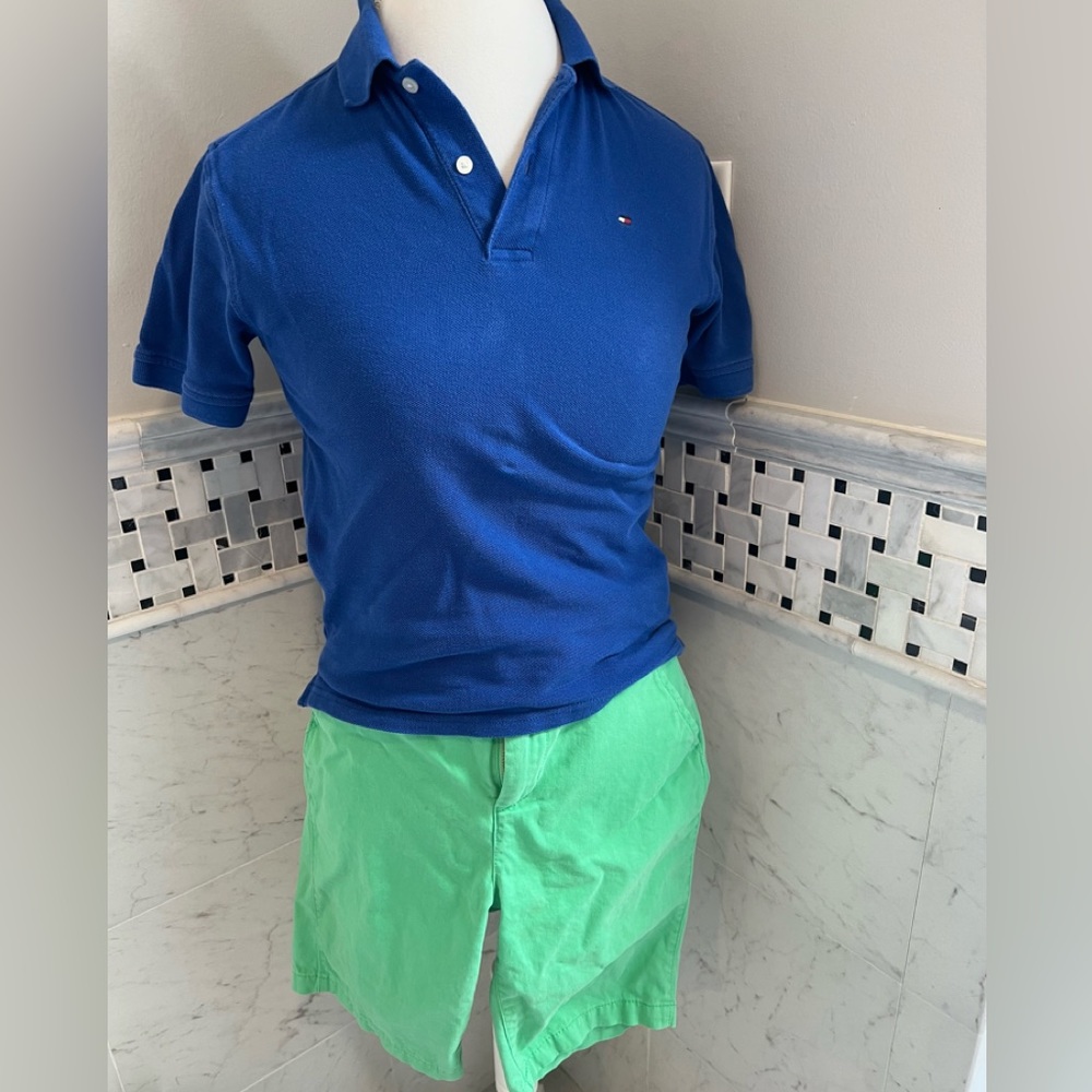 Tommy Hilfiger kids Polo (8-10) and children’s place green shorts (12)